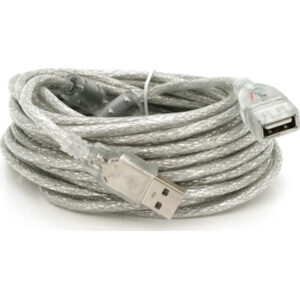 Дата кабель USB 2.0 AM/AF 10.0m ferrite transparent white Voltronic (YT-AM/AF-10TBL)