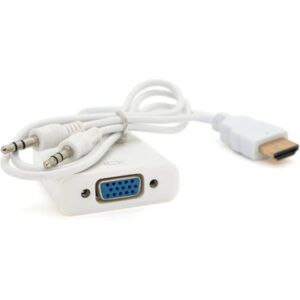 Переходник HDMI M to VGA F + Audio 0.1m 4K/2K white Voltronic (YT-C-HDMI(M)/VGA(F)+AUX-W)