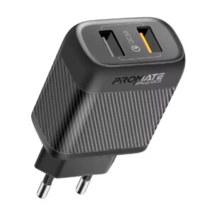 Зарядное устройство Promate biplug-qc3.eu-bk