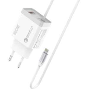 Зарядное устройство Promate icharge-pdqc3 Lightning PD20W + USB-A QC3.0 White (icharge-pdqc3.white)